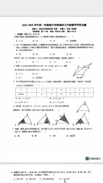 深圳市龙岗区外国语学校2025-2026学年9年级上学期期中数学试卷