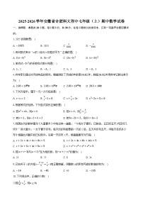 2025-2026学年安徽省合肥科大附中七年级（上）期中数学试卷（有答案和解析）