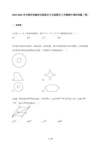 2025-2026学年陕西省榆林市高新区九年级数学上学期期中调研试题（含解析）