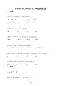 2025-2026学年上海市七年级上数学期中试题（含解析）