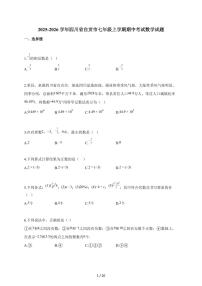 2025-2026学年四川省自贡市七年级上学期期中考试数学试题（含解析）