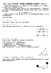 山东济南槐荫区2025—2026学年九年级数学第一学期期中考试试题（含答案）