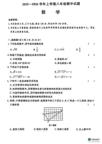 河南省郑州市九校联考2025-2026学年八年级上学期期中数学试题