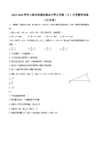 2025-2026学年上海市黄浦区敬业中学九年级（上）月考数学试卷（10月份）