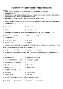 广东省韶关市2026届数学七年级第一学期期末达标测试试题含解析