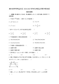 贵州省毕节市金沙县2024-2025学年九年级上学期期中考试数学试卷（学生版）