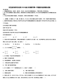 河北省沧州市东光县2026届七年级数学第一学期期末监测模拟试题含解析