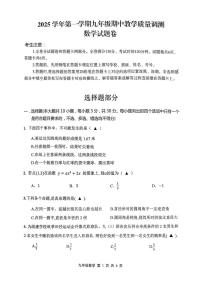 浙江省绍兴市上虞区2025-2026学年九年级上学期期中数学试题