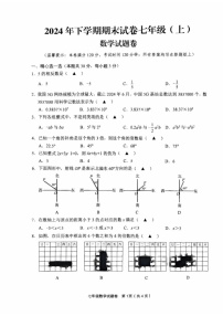 浙江省金华市东阳市2024-2025学年七年级上学期1月期末数学试题