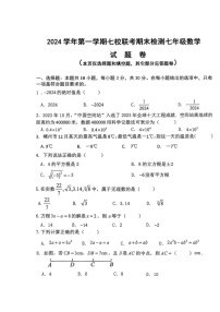 浙江省绍兴市嵊州市七校联考2024-2025学年上学期七年级期末测试数学试卷