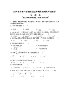 浙江省绍兴市嵊州市七校联考2024-2025学年上学期七年级期末测试数学试卷