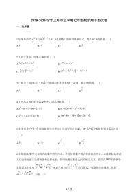 2025~2026学年上海市上学期七年级数学期中考试卷（含答案）