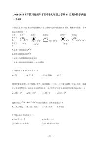 2025~2026学年四川省绵阳市盐亭县七年级上学期11月期中数学试卷（含答案）