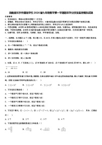 湖南省长沙外国语学校2026届七年级数学第一学期期末学业质量监测模拟试题含解析