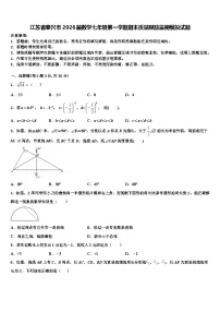 江苏省泰兴市2026届数学七年级第一学期期末质量跟踪监视模拟试题含解析