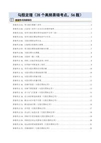 勾股定理（28个高频易错考点，56题）试题及答案--八年级数学上册月考（苏科版2024）