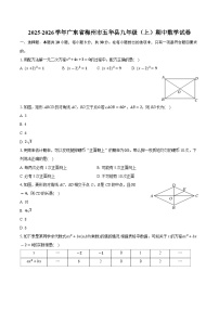 广东省梅州市五华县2025-2026学年九年级上学期期中数学试卷（含答案）