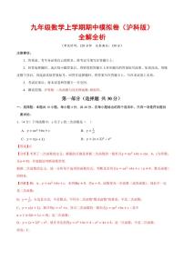 2025-2026学年九年级数学上学期期中模拟卷试题及答案（沪科版）