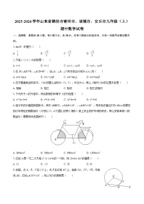 2025-2026学年山东省潍坊市青州市、诸城市、安丘市九年级（上）期中数学试卷-自定义类型