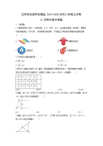江苏省盐城市盐都区2025-2026学年八年级上学期11月期中数学试卷（学生版）