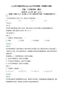 北京市中国人民大学附属中学朝阳学校 八年级上学期期中数学测试 （解析版）-A4