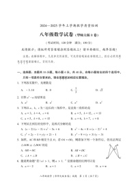 福建省漳州市2024—-2025学年八年级上学期期末教学质量检测数学试题（华东师大版B卷）