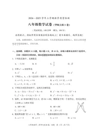 福建省漳州市2024—-2025学年八年级上学期期末教学质量检测数学试题（华东师大版B卷）