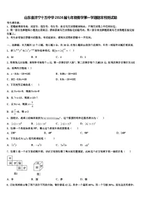 山东省济宁十五中学2026届七年级数学第一学期期末检测试题含解析