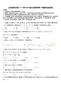 山东省青岛市第二十一中学2026届七年级数学第一学期期末监测试题含解析