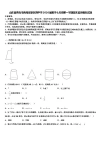 山东省青岛市西海岸新区四中学2026届数学七年级第一学期期末监测模拟试题含解析