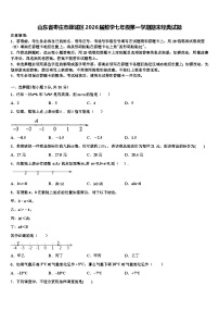 山东省枣庄市薛城区2026届数学七年级第一学期期末经典试题含解析