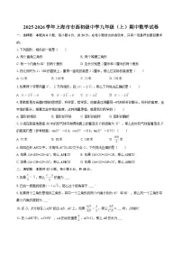 2025-2026学年上海市市西初级中学九年级（上）期中数学试卷-自定义类型