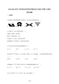 2025~2026学年广西壮族自治区钦州市浦北县九年级上册1月期末数学试卷（含解析）