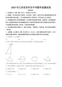 2025年江苏省苏州市中考数学真题试卷+精品解析