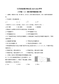 江苏省盐城市响水县2025-2026学年八年级（上）期末数学模拟练习卷（含答案+解析）