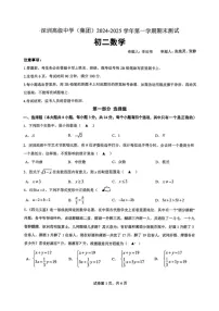 广东省深圳高级中学2024-2025学年八年级上学期期末数学试题