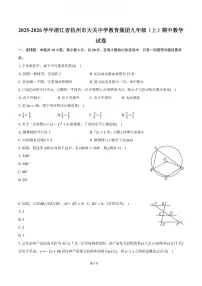 2025-2026学年浙江省杭州市大关中学教育集团九年级(上)期中数学试卷（无答案）