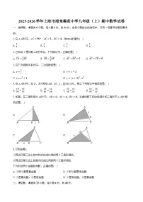 2025-2026学年上海市浦东模范中学九年级（上）期中数学试卷（含答案+解析）