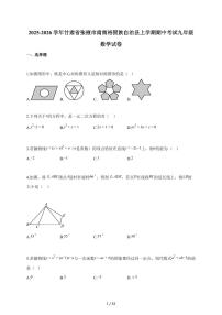2025-2026学年甘肃省张掖市肃南裕固族自治县上学期期中考试九年级数学试题（含答案）