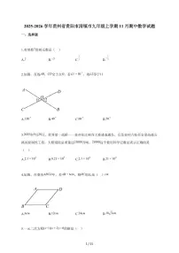2025-2026学年贵州省贵阳市清镇市九年级上学期11月期中数学试题（含答案）