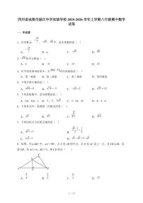 四川省成都市温江中学实验学校2025-2026学年上学期八年级期中数学试题（含答案）