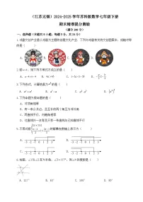 2024-2025学年苏科版数学七年级下册期末精准提分测验练习（江苏无锡）