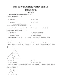 2024-2025学年江苏盐城市苏科版数学七年级下册期末阶段同步练习