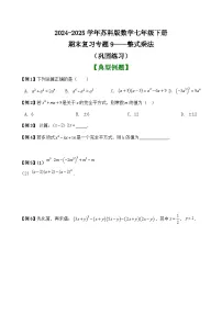 2024—2025学年苏科版数学七年级下册期末复习专题9——整式乘法（巩固练习）