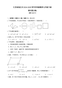 江苏省宿迁市2024-2025学年苏科版数学七年级下册期末提分练