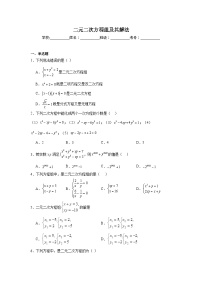 二元二次方程组及其解法练习  中考数学一轮复习（人教版）