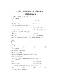 广东省江门市新会区2025-2026学年八年级上学期期中数学试卷（学生版）