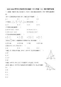 江苏省苏州市高新一中2025-2026学年八年级上学期期中 数学试卷