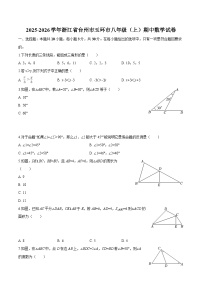 浙江省台州市玉环市2025-2026学年八年级上学期期中 数学试卷