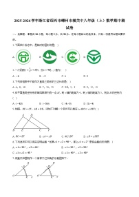 2025-2026学年浙江省绍兴市嵊州市城关中八年级（上）数学期中测试卷（含答案+解析）